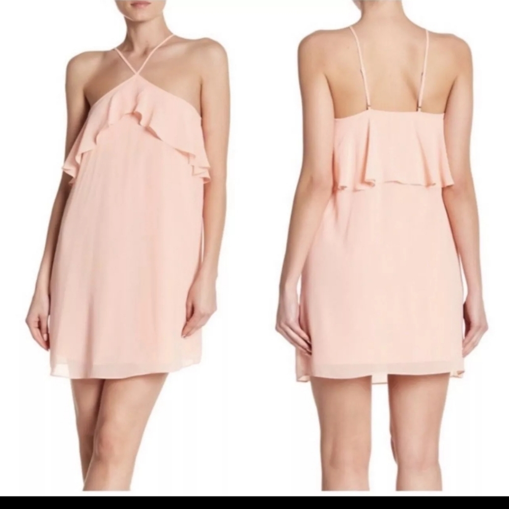 HAUTE HIPPIE NWOT Pink Ashbury Ruffle Mini Dress - SIZE S